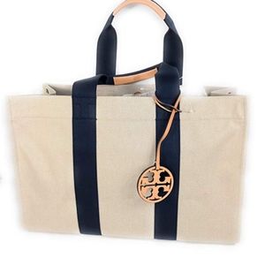 Tory Burch Miller Large Canvas Tote in Navy